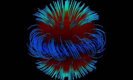 Below: Left, showing circular polarization against a CRT screen, on the right, detailed picture of the earths magnetic field showing clearly the dielectric plane at the equator.