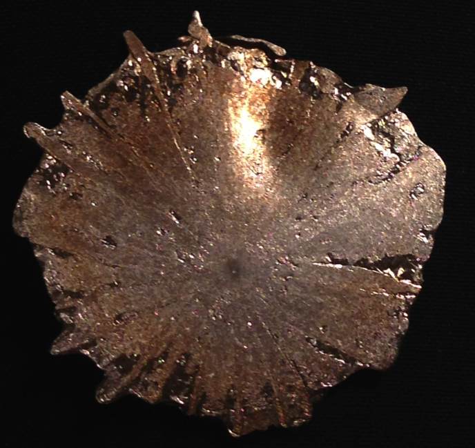 Below: Left is a pyrite dollar or “sun” in anthracite coal shale which is nearly 100% dielectric carbon which concentrates this dielectricity in formation in iron sulfide with both high dielectric permetivity and magneti
