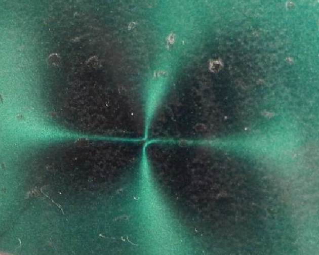 Below: The dielectric inertial plane of a typical hard drive magnet, on right is the conjunction of a folding magnet, having folded once already. This cross is the dielectric counterspace which will, given the chance, fo