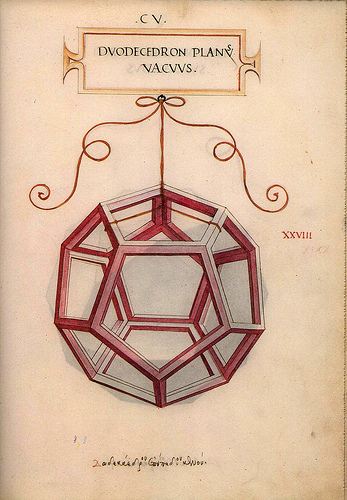 Historical manuscript illustration of a hollow dodecahedron.