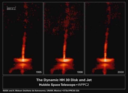 Below: HH30 galactic jet spewing out newly formed matter over trillions of miles in a tight magnetic jet. On the right, the double hyperbola formation of magnetism emanating from our own galaxy as represented in this ill
