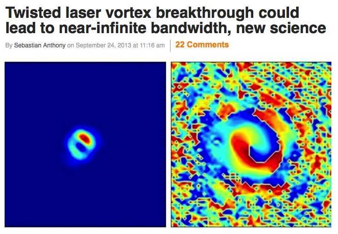 Below: All below, vortex technology is rounding the corner faster than you realize and is about to make even the very fastest communication look painfully, even insanely slow and obsolete. None of this could be possible 
