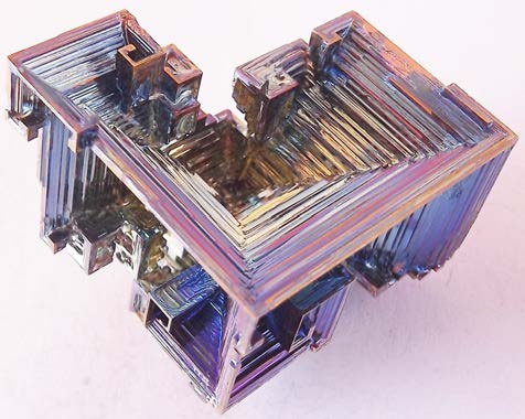 Below: Natures perfect example of dielectric inertia as represented in these anti-cube, or hypercube formation of bismuth crystalline formation. Pure bismuth under ideal conditions will easily reveal its nature; however 