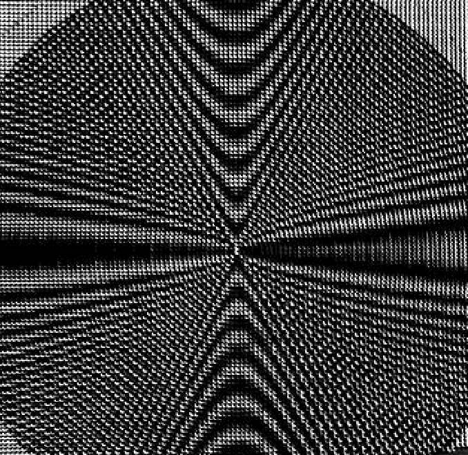 Likewise if you layer two horizontal dielectric Moire’ paterns perpendicular to each other to represent the dimensional interlacing radial grid patern in the conductor, and then move the circular magnetic Moire’ pattern 