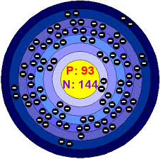 Below: Neptunium on the left and bismuth on the right. A loss of 10 protons and 18 neutrons is the termination into the most heavy stable element that exists.