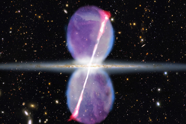 Below: Showing the centripetal charging and galactic jets on the left. On the right, importantly, showing the precessional magnetic jets in a galactic system that exactly mirror gyroscopic precession either dielectricall