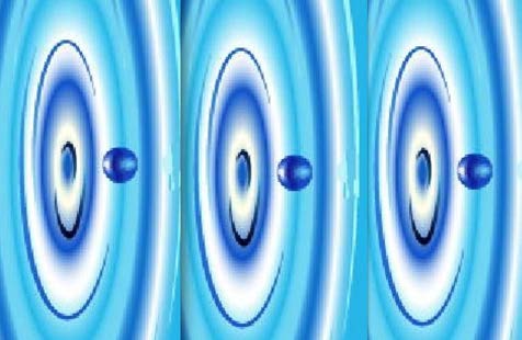 BELOW: The ‘drop’ analogy on left, in which, proportional to wavelength, there are dielectric radial pulses which maintain the structure of light. Magnetic deflection of light can only exist if the significant carrier is