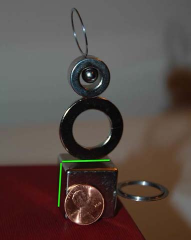 Below: Further examples of where magnetic induction finds its pressure mediation vs. high dielectric capacitance finds its pressure mediation along and or against the 1” cube magnet. The steel can only rest perpendicular