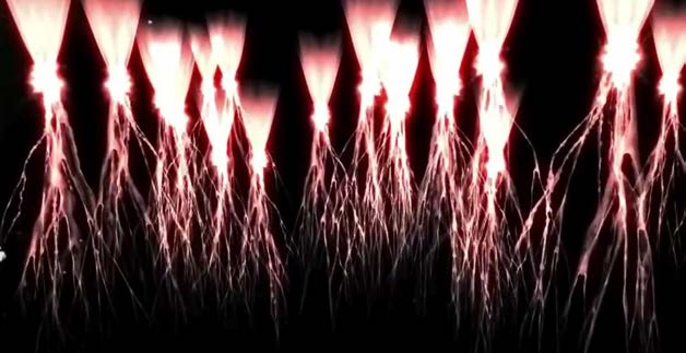 Below: Sprite phenomena created at the edge of space where the ionosphere dips down into the atmosphere and discharges some of the Earths natural charge into the lower atmosphere. If you turn this upside down, you will s