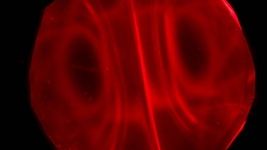 Below: Left, green illumination, roughly a midpoint dielectric exposure between red and blue, and resultantly about a mid- point exposure of light between red and blue in what is absorbed along the dielectric inertial pl