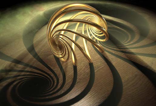 Below: 3D representation of Euler spiral field and force conjugation