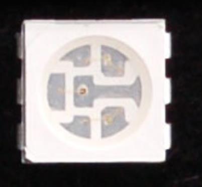 Below: On left, RGB LED cell, middle 3.1mm RGB element. Far right, greatly filtered light showing the RGB elements illuminated. Under normal viewing, the light is intensely white and there are no red green or blue elemen