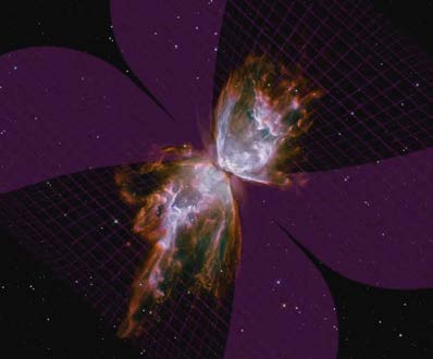 Below: More galactic phenomena showing the double-hyperbola magnetic ‘bell’ formations