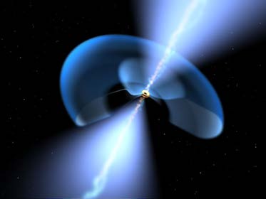 Below: Showing the toroidal accretion disks of these galactic giants and their magnetic jets drawing matter out and away for the generation of newly forming system in the distant future.